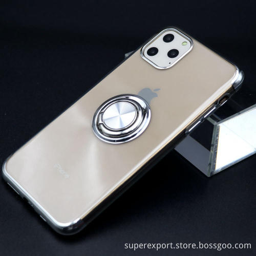 Electroplating TPU phone case cover 360 Degree ring holder Magnetic Car holder Mobile Phone case for iphone 11/ 11 pro max